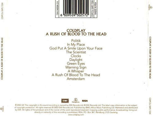 Coldplay - A Rush of Blood To the Head CD
