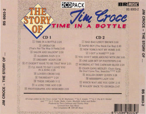 Jim Croce - Story of : Time In a Bottle Best of Double CD