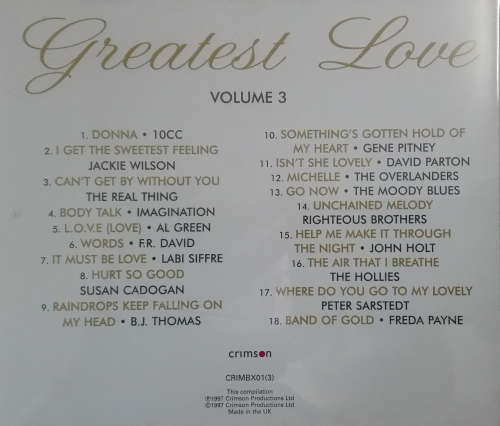 Various - Greatest Love Vol 1, 2 + 3 CD`s Import
