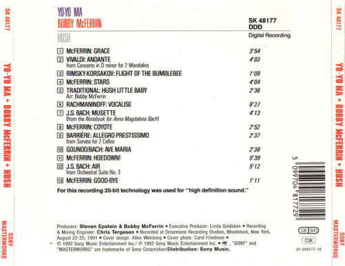 Bobby McFerrin & Yo-Yo Ma - Hush CD Import