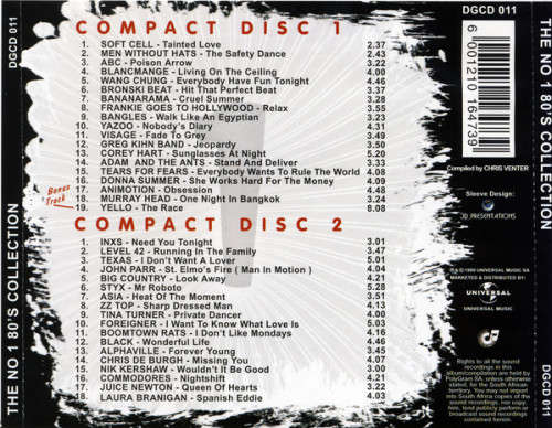 Various - The No 1 80`s Collection Double CD