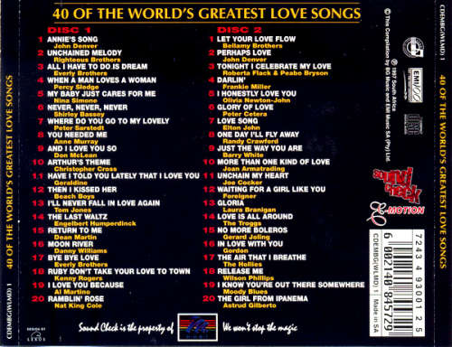 Various - Sound Check E-Motion: 40 of the World`s Greatest Love Songs Double CD