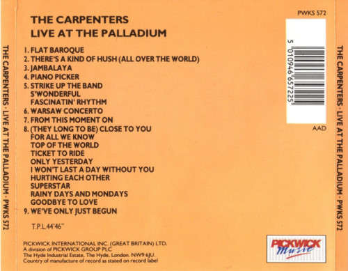 Carpenters - Live At the Palladium CD Import