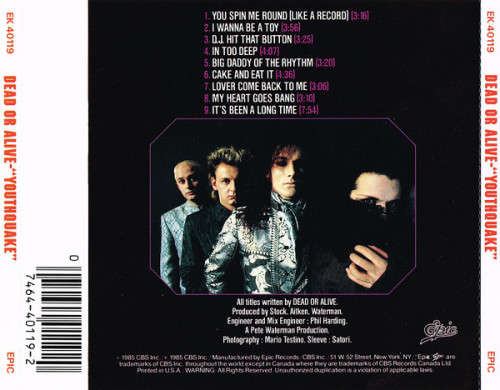 Dead Or Alive - Youthquake CD Import