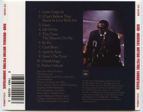 Charlie Parker - Bird (Original Motion Picture Soundtrack) CD Import