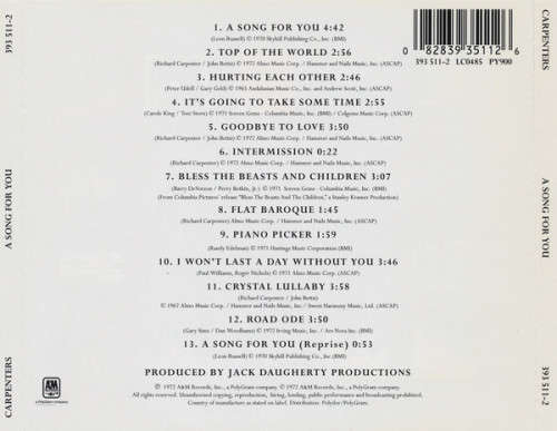 Carpenters - A Song For You CD Import