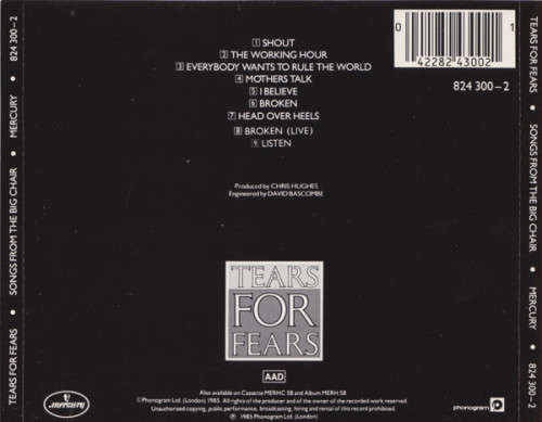 Tears For Fears - Songs From the Big Chair CD Import
