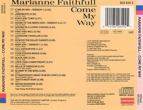 Marianne Faithfull - Come My Way CD Import