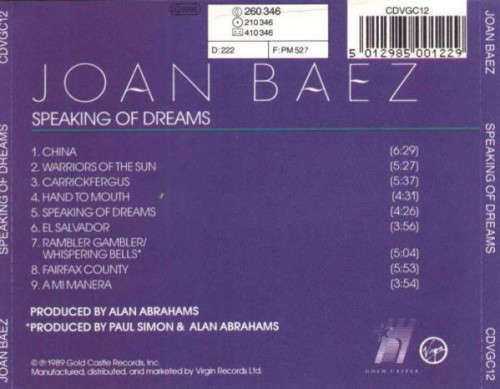 Joan Baez - Speaking of Dreams CD Import
