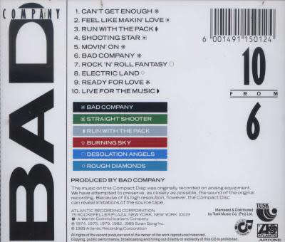 Bad Company - 10 From 6 CD