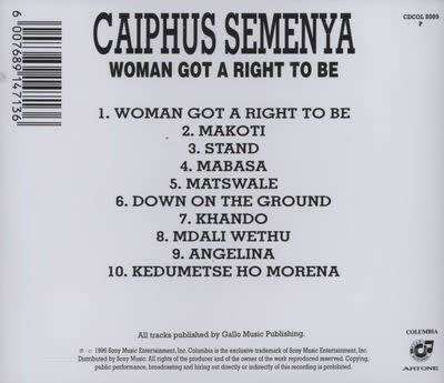 Caiphus Semenya - Woman Got a Right To Be CD