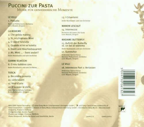 Giacomo Puccini - Puccini Zur Pasta CD Import Sealed