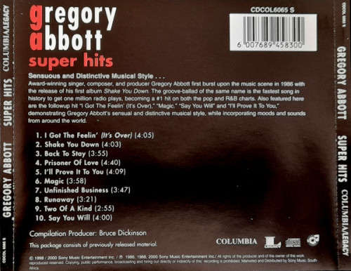 Gregory Abbott - Super Hits CD