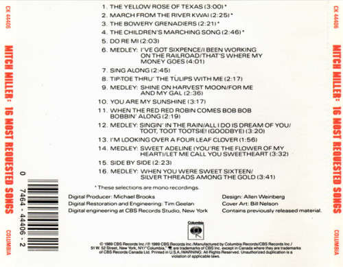 Mitch Miller - 16 Most Requested Songs CD Import Sealed