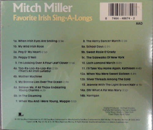 Mitch Miller - Favorite Irish Sing-A-Longs CD Import Sealed