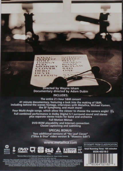 Metallica and Michael Kamen and San Francisco Symphony Orchestra - Double DVD Import