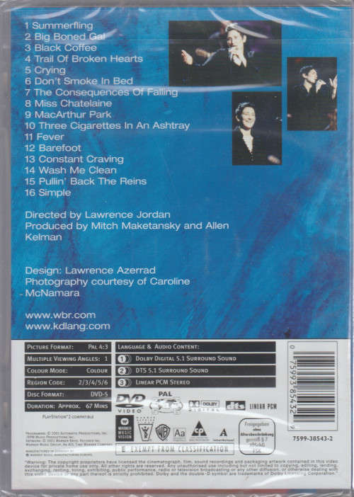 k.d. lang - Live By Request DVD Import Sealed