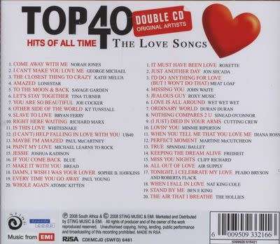 Top 40 Hits of All Time - Love Songs Double CD