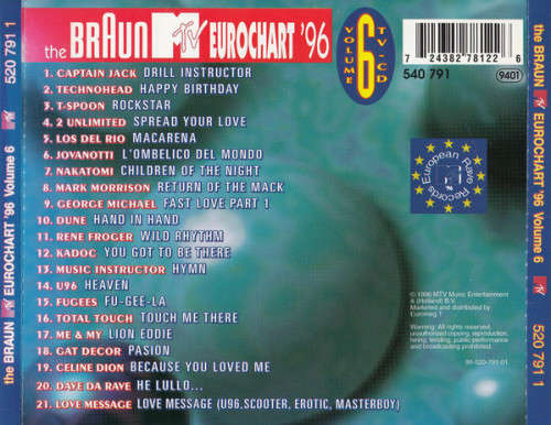 Various - Braun MTV Eurochart `96 - Volume 6 CD Import