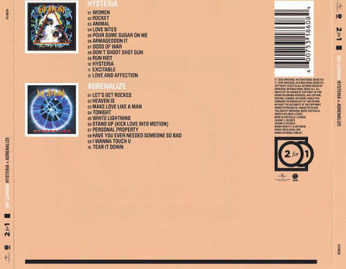 Def Leppard - Hysteria + Adrenalize Double CD Import