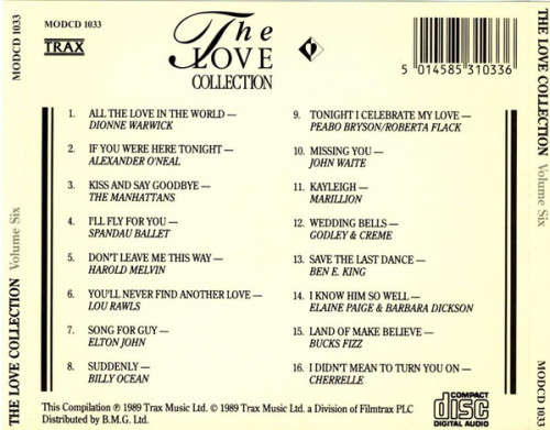 Various - The Love Collection Vol 1,2,3,4,5,6 CD Set Import