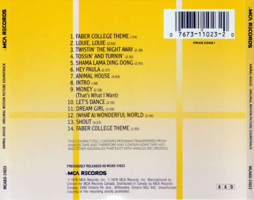 National Lampoon`s Animal House - Soundtrack CD Import