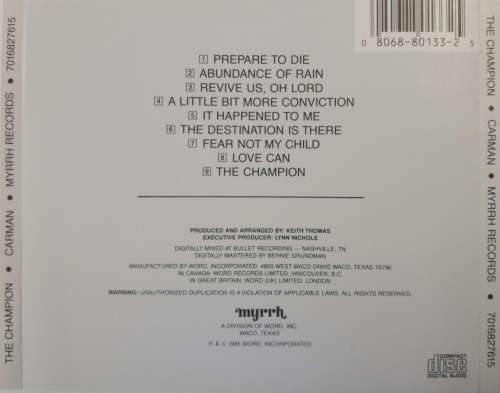 Carman - The Champion CD Import