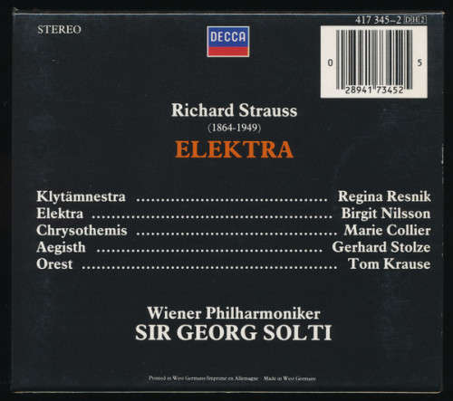 Richard Strauss - Nilsson, Resnik, Collier, Krause, Solti, Wiener Philharmoniker - Elektra Double CD