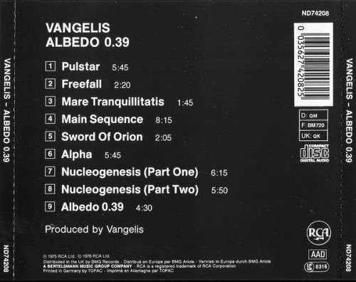 Vangelis -  Albedo 0.39 CD Import