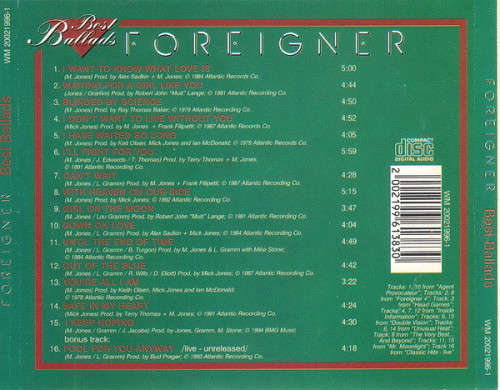 Foreigner - Best Ballads CD Import