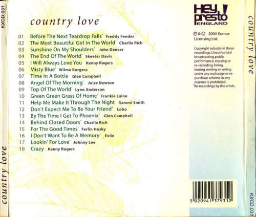 Various - Country Love CD Import Sealed