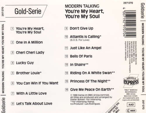 Modern Talking - You`re My Heart, You`re My Soul Gold-Serie CD Import