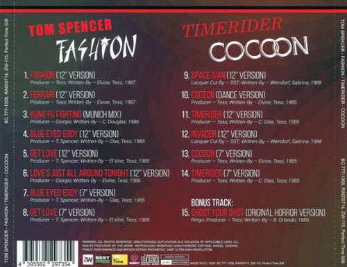 Tom Spencer / Timerider - Fashion / Cocoon Double CD Import Rare