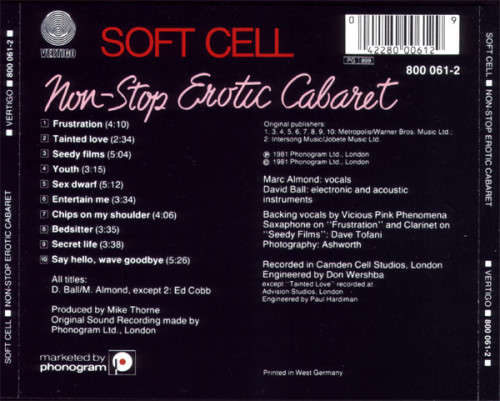 Soft Cell - Non-Stop Erotic Cabaret CD Import