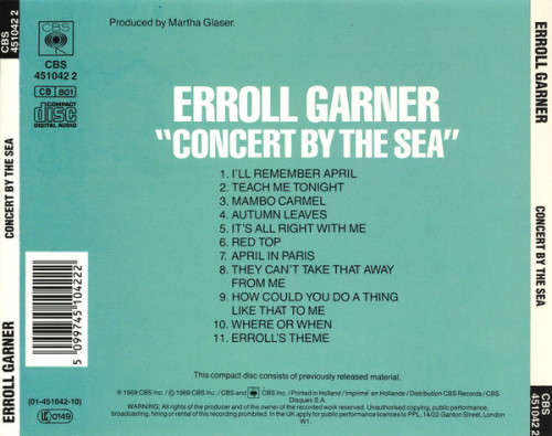 Erroll Garner - Concert By the Sea CD Import
