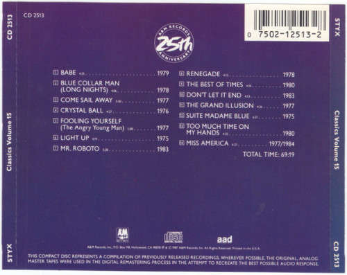 Styx - Classics Volume 15 CD Import