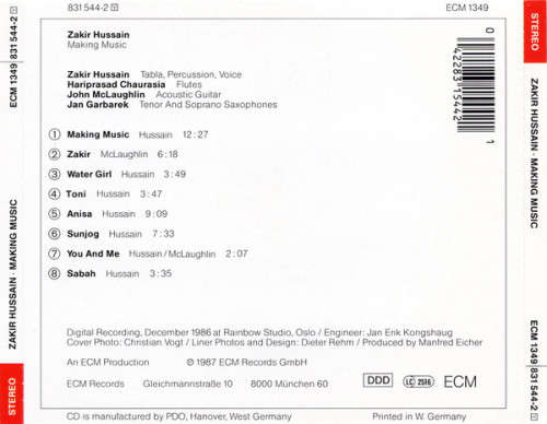 Zakir Hussain - Making Music CD Import