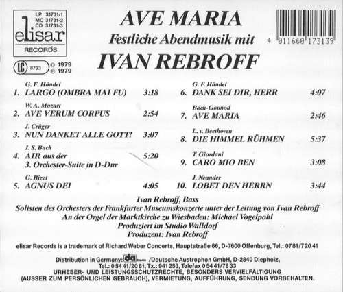 Ivan Rebroff - Ave Maria (Festliche Abendmusik Mit Ivan Rebroff) CD Import