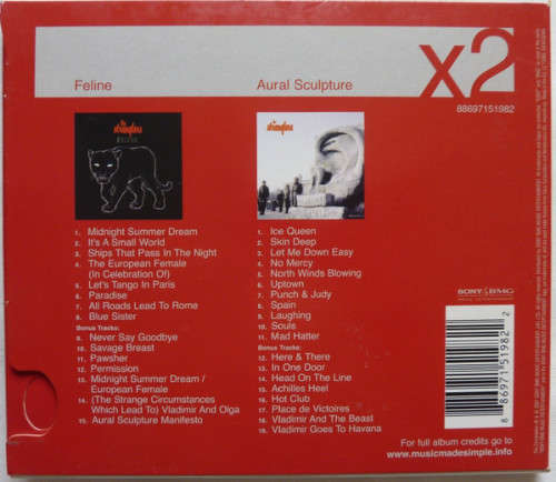 Stranglers - Feline / Aural Sculpture Double CD Import
