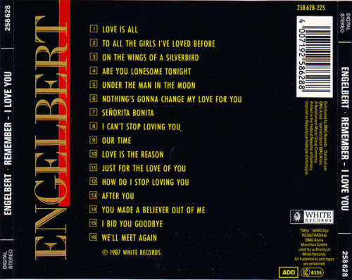 Engelbert Humperdinck - Remember I Love You CD Import