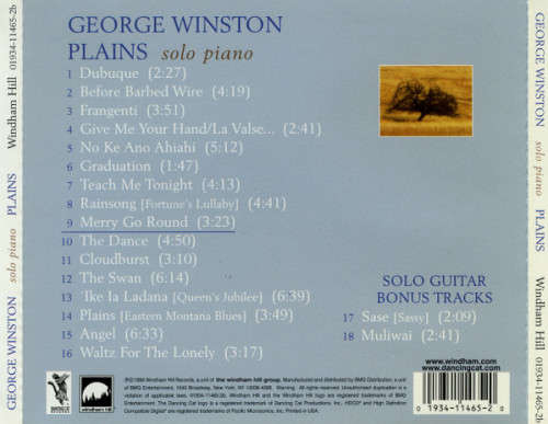 George Winston - Plains CD Import