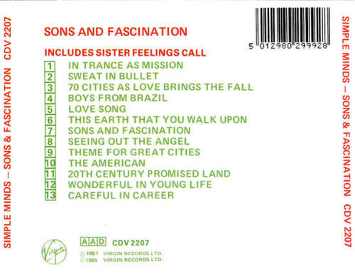 Simple Minds - Sons and Fascination (Includes Sister Feelings Call) CD Import