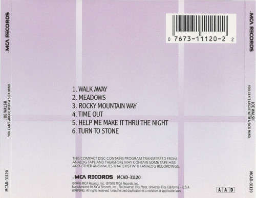 Joe Walsh - You Can`t Argue With a Sick Mind CD Import
