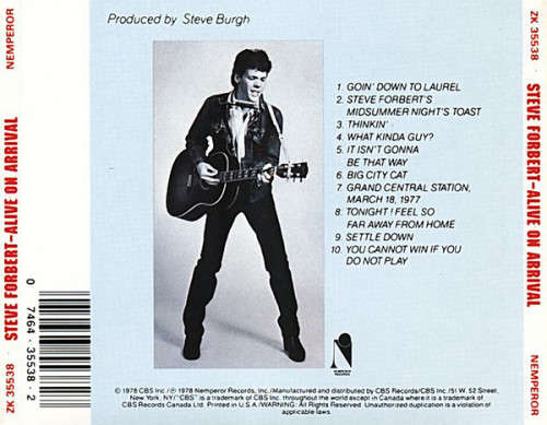 Steve Forbert - Alive On Arrival CD Import