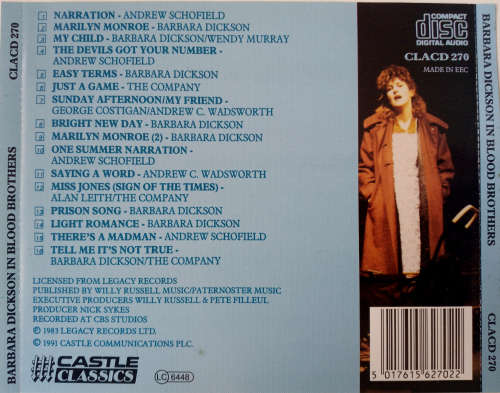 Barbara Dickson - Blood Brothers - Willy Russell Musical - Original London Cast CD Import