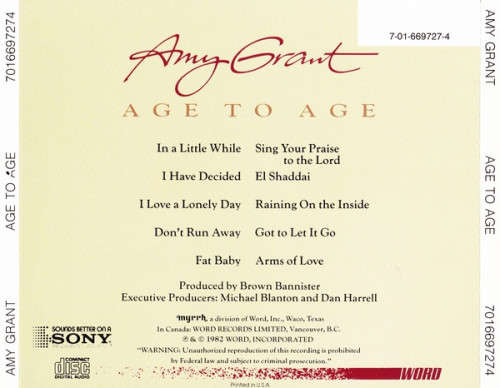 Amy Grant - Age To Age CD Import
