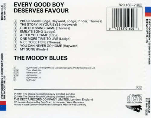 Moody Blues - Every Good Boy Deserves Favour  CD Import