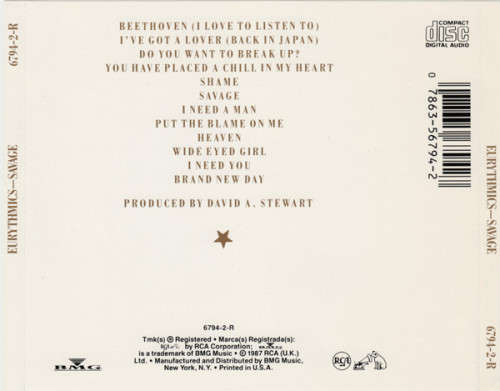 Eurythmics - Savage CD Import