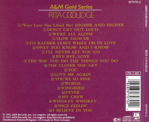 Rita Coolidge - A&M Gold Series CD Import
