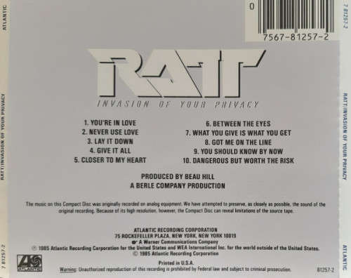Ratt - Invasion Of Your Privacy CD Import